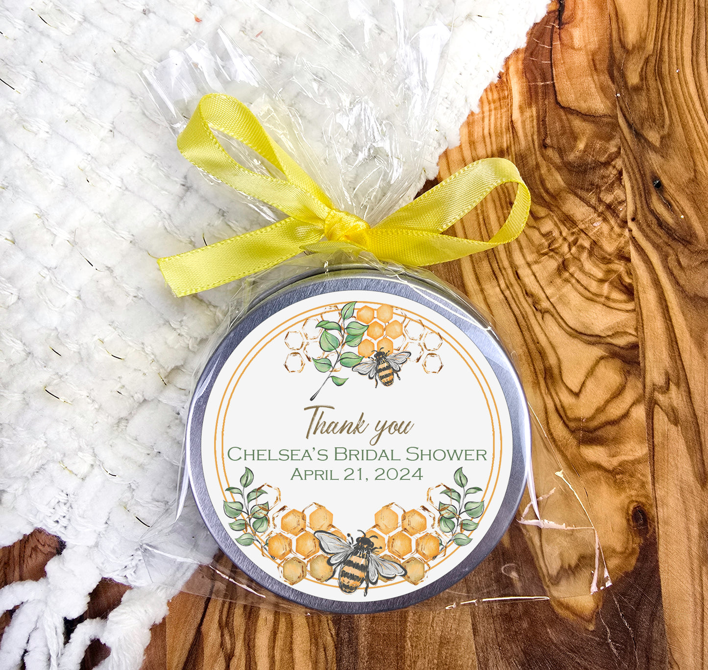 a jar of personalized bridal shower soap