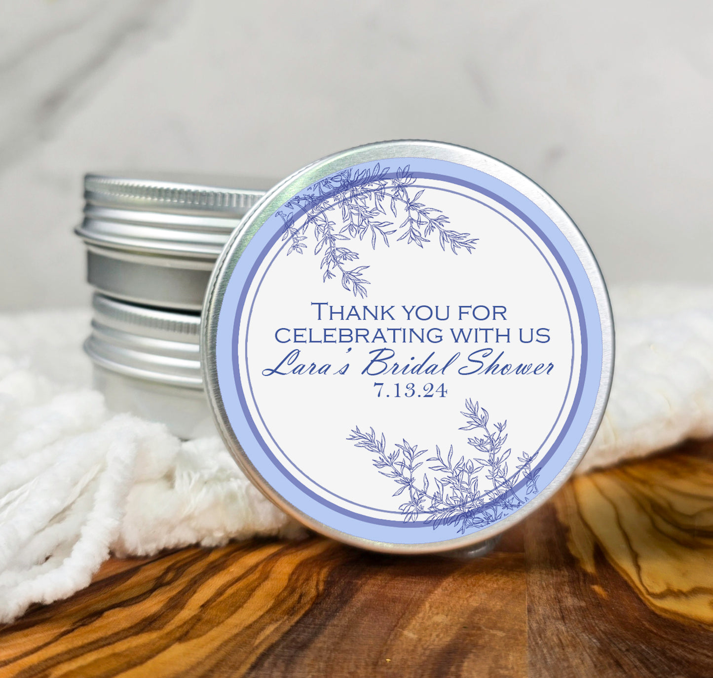 thank you for celebrating with us personalized tin candle