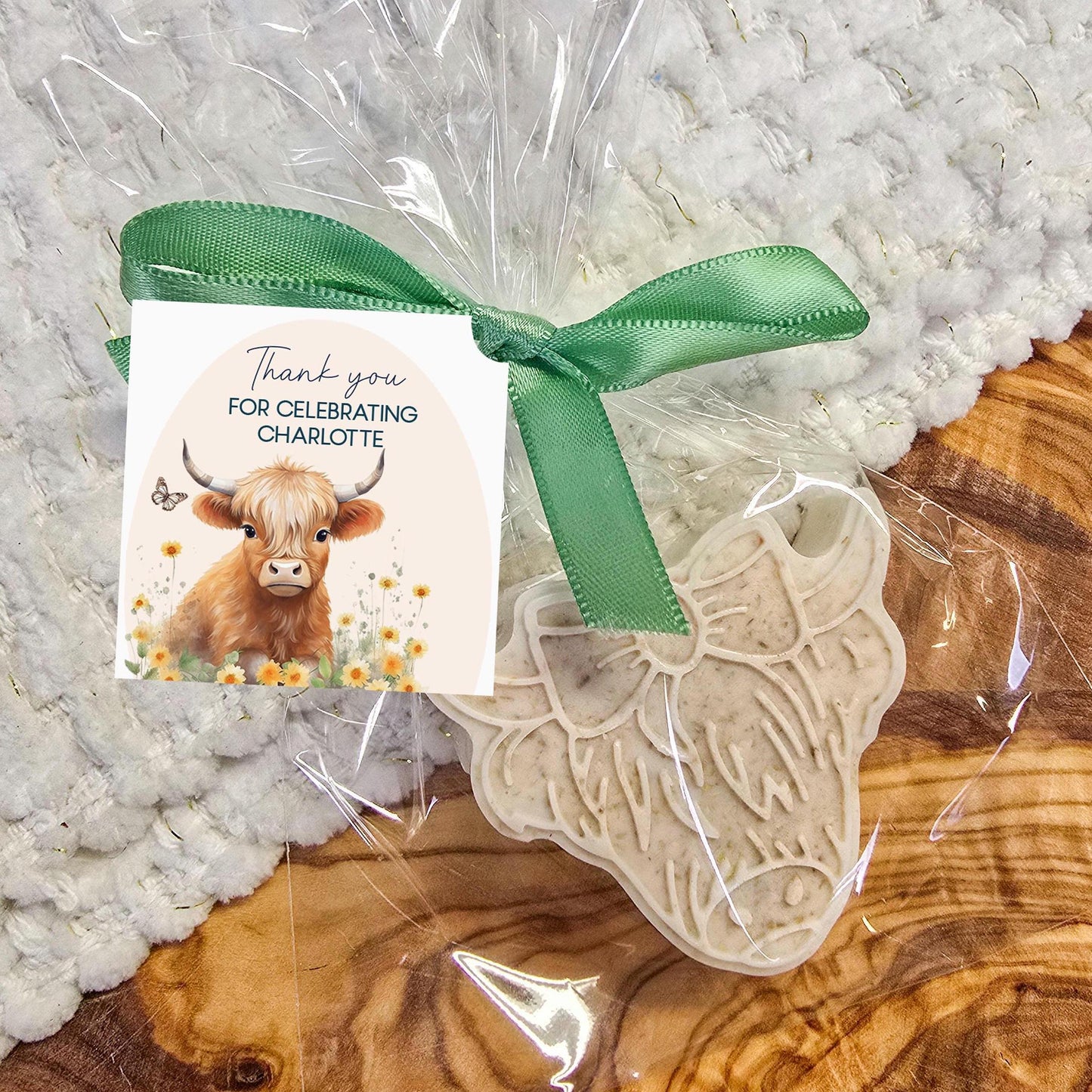 Highland cow baby shower favors, honey and oatmeal soaps, bridal shower, birthday party theme, guest thank you gifts, shower decorations