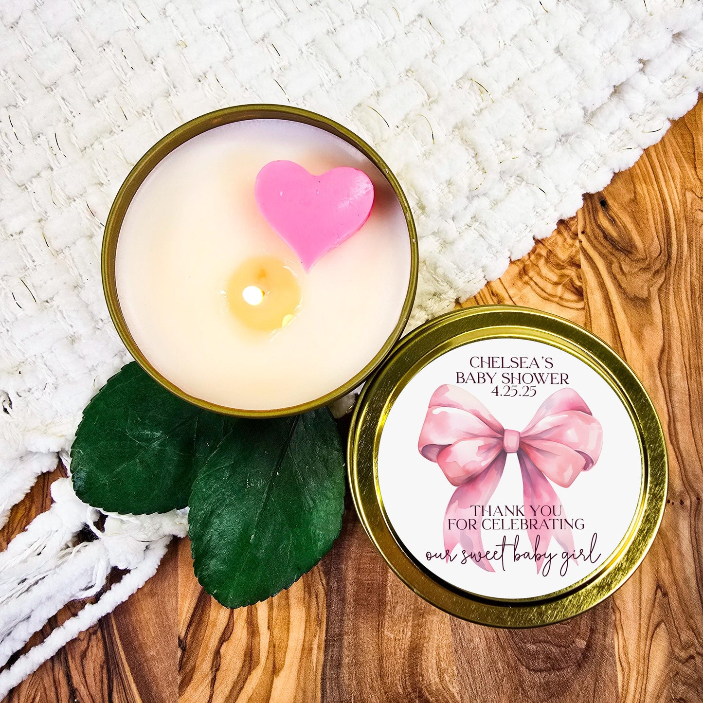 Pink Bow Candle