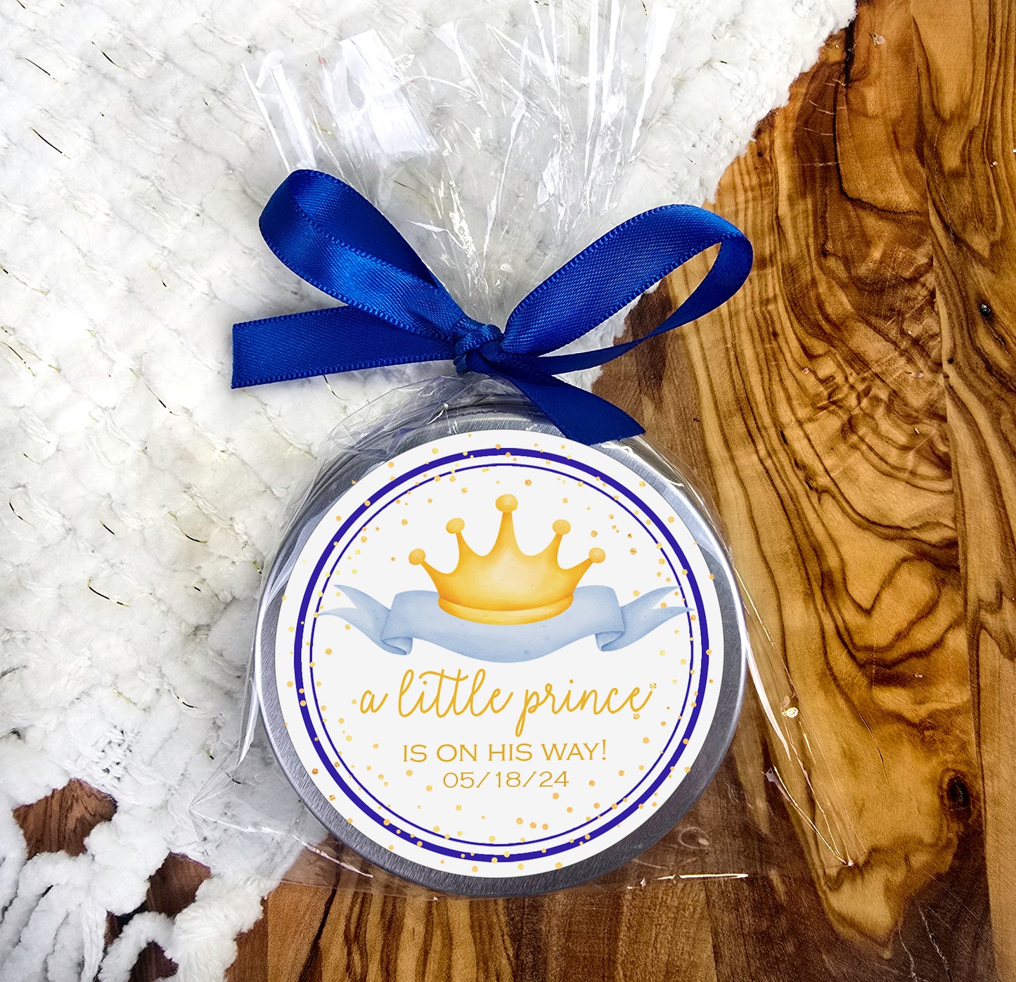 a little prince is on his way round ornament