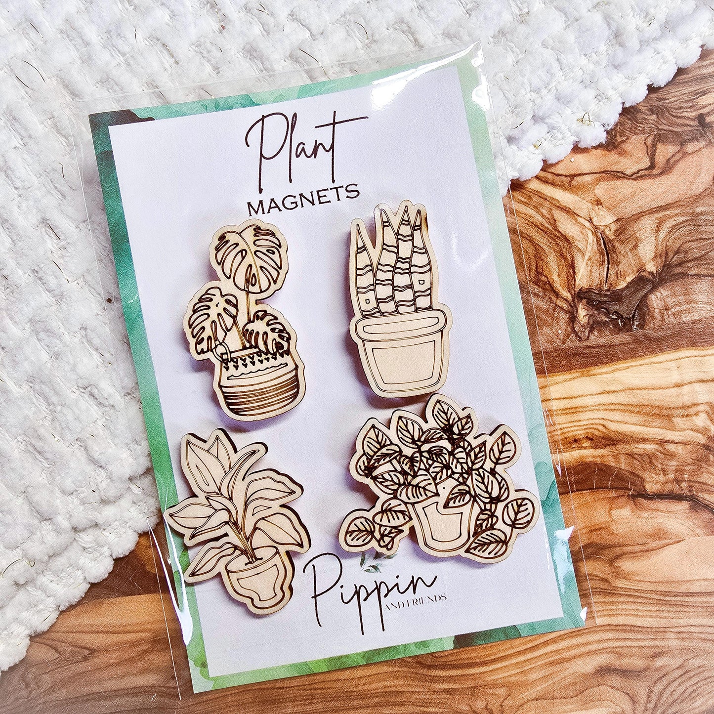 Plant magnets, cute fridge magnet, plant enthusiast gifts, plant lover gift idea, crazy plant lady present, wooden whiteboard, office gift
