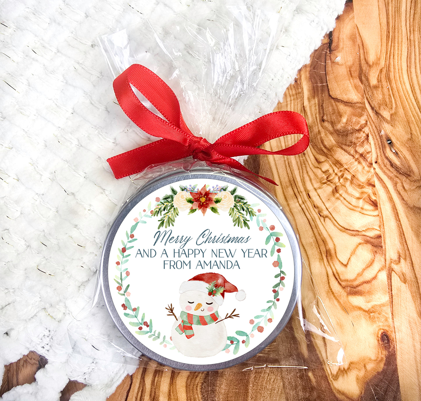 a merry christmas and a happy new year frosting jar