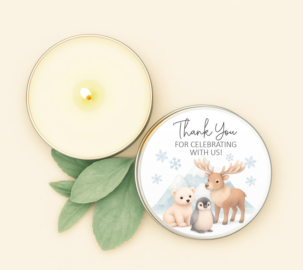 Arctic Animals Candle Tins – Baby Shower or Birthday Party Favors