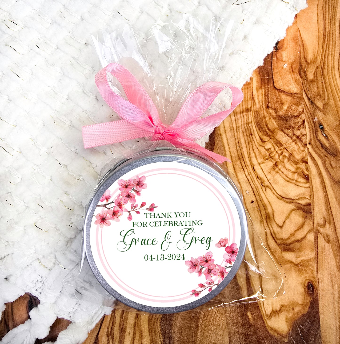 a small jar of personalized wedding favors