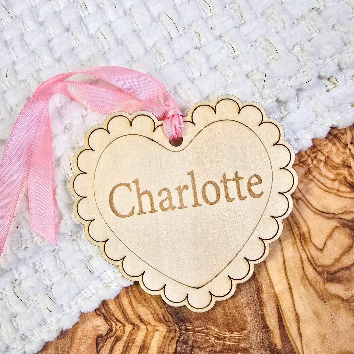 Valentine basket tag, wood, personalized Valentines day tag, custom heart name tags, place card, decor, gift, grandkids, son, daughter