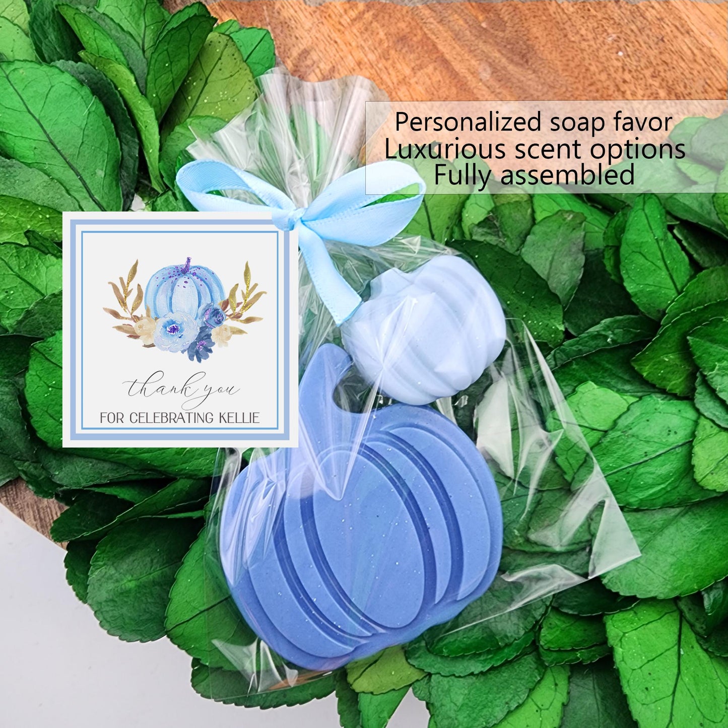Pumpkin baby shower favors - blue pumpkin party favors - pumpkin bridal shower- pumpkin wedding favor - pumpkin soap favor - boy pumpkin