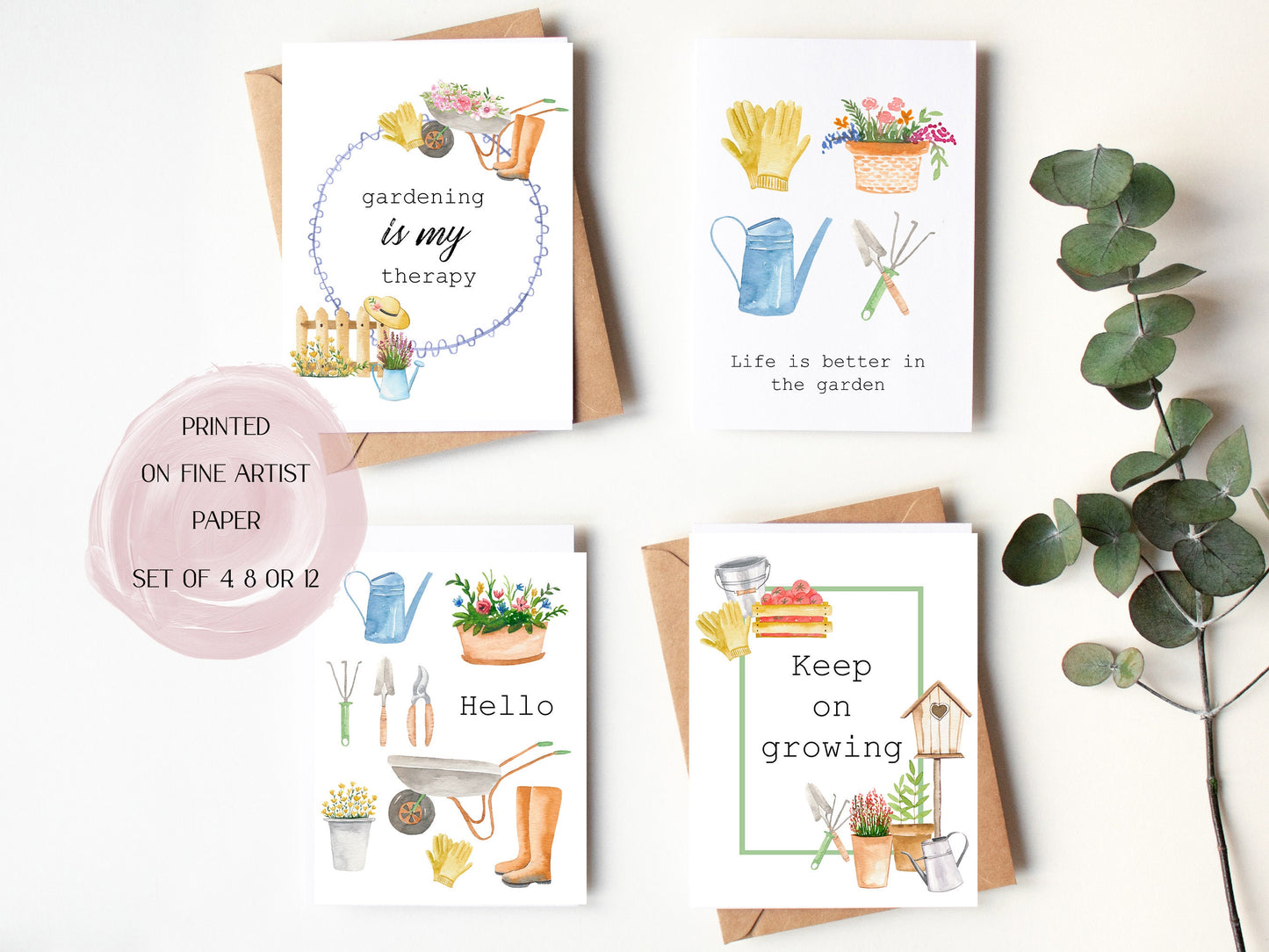 Gardening note card set- just because gardening card - gardening cards - garden thank you cards - shipped card