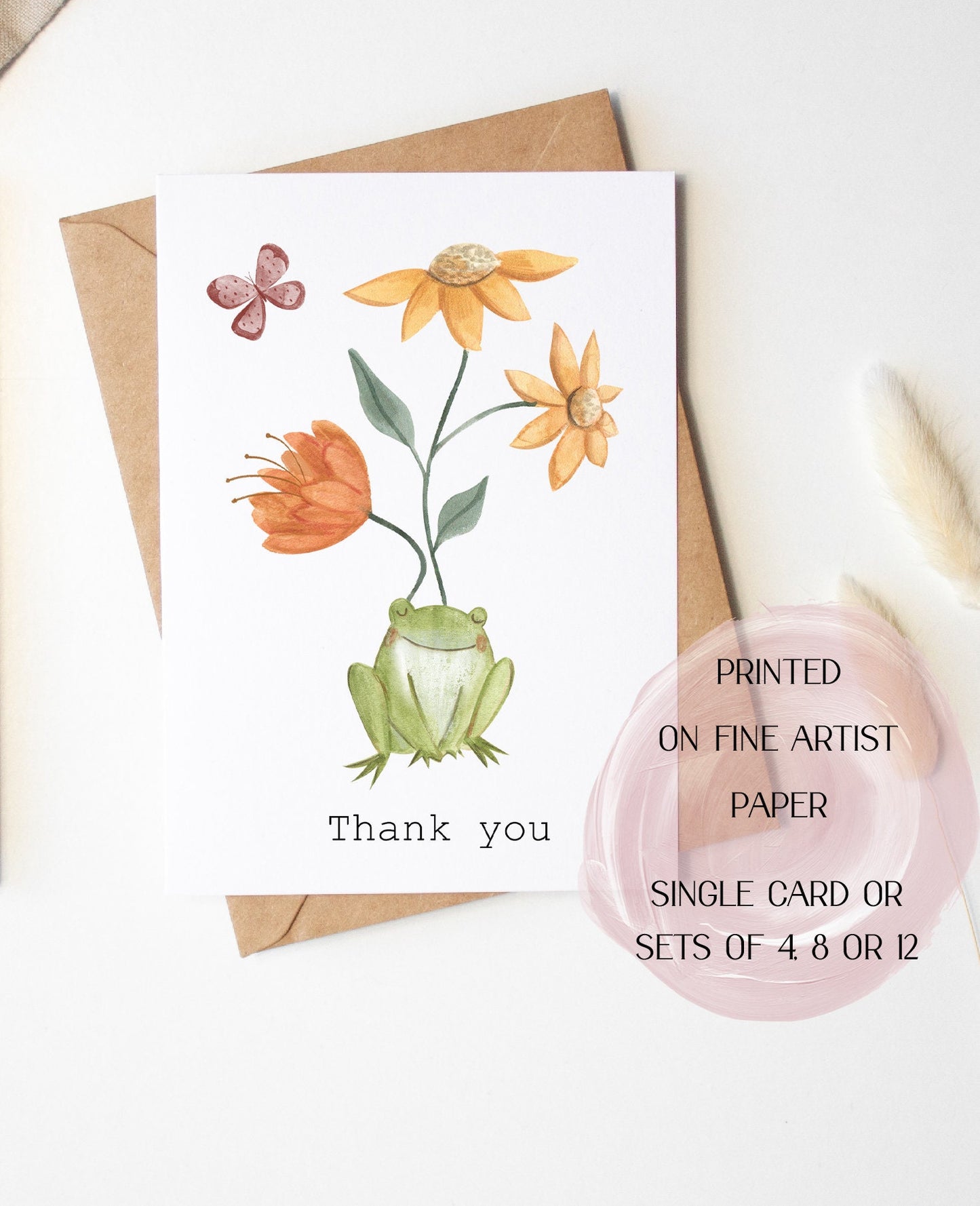 Cute frog greeting card - frog note card - frog thank you card - frog thank you cards - shipped card