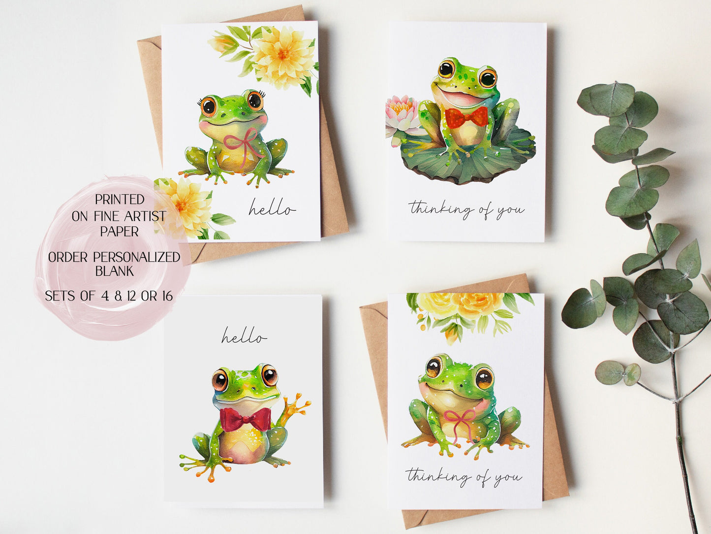Frog cards - Cute frog greeting card - frog note cards - frog thank you cards - frog thank you cards - shipped cards