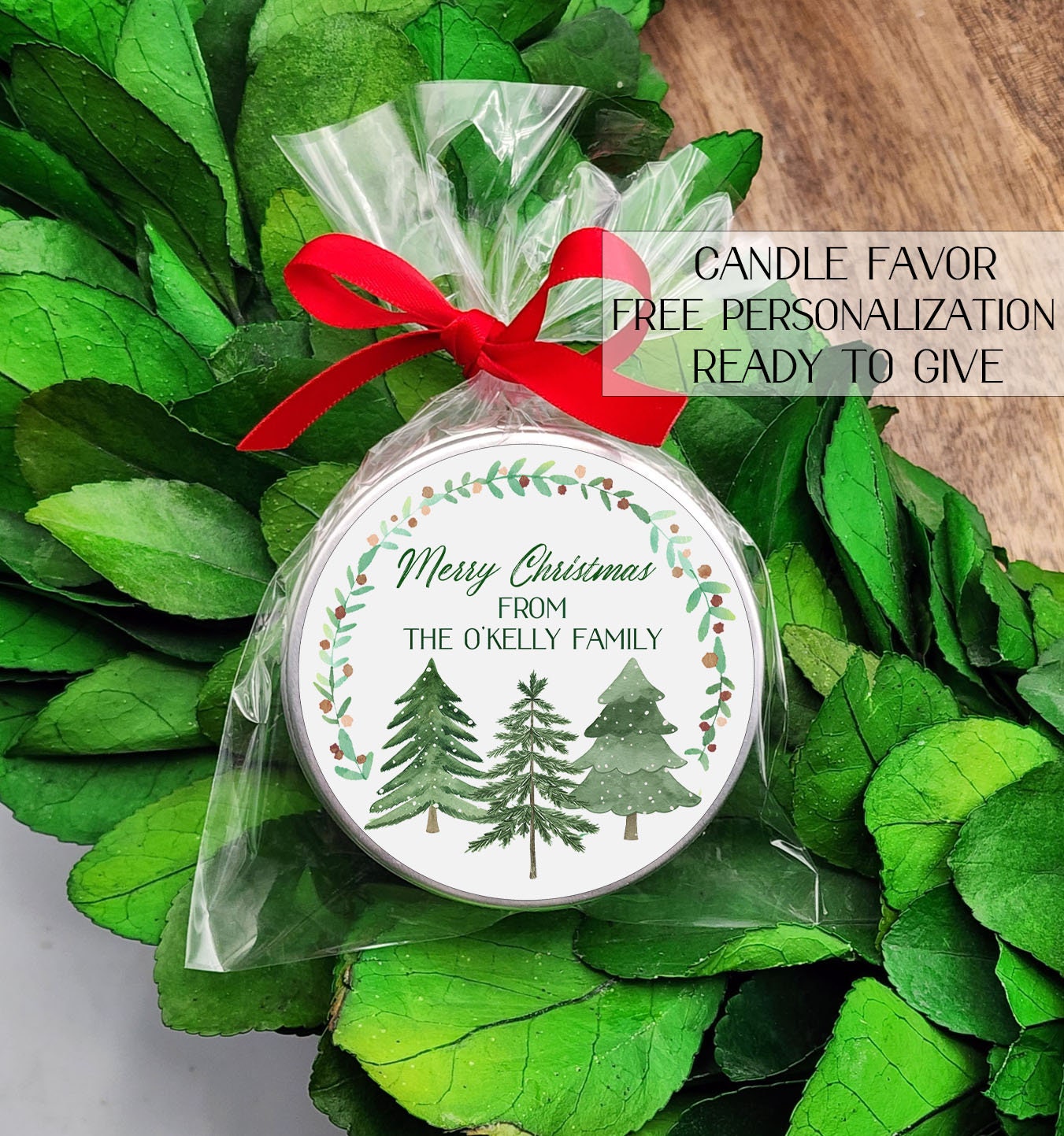 Christmas Gifts, Christmas Personalized Candle Favors, Christmas