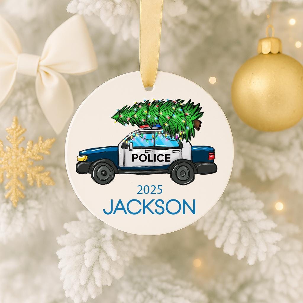 Police Car Ornament • Personalized Officer Gift • Custom Name Holiday Keepsake • Law Enforcement Decor 2025