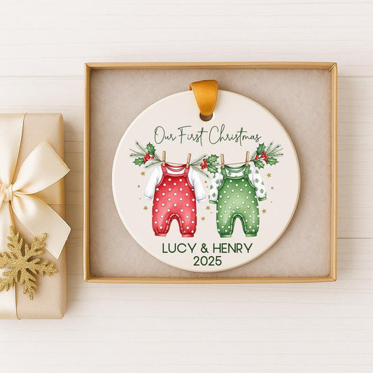 Twins First Christmas Ornament – Personalized Baby Holiday Keepsake 2025