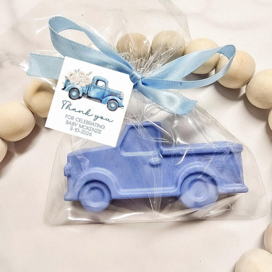 Blue Truck Soap Favors: Vintage Baby Shower Guest Gifts