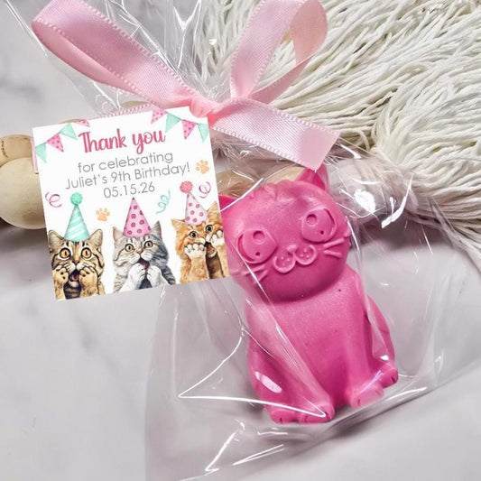 Pink Cat Soap Favor – Birthday Party Guest Gift – Personalized Thank You Favor