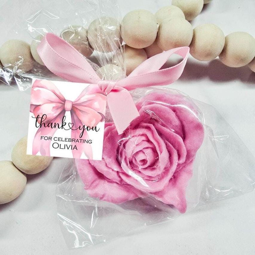 Pink Bow Baby Shower Favors – Coquette Rose Soap Gifts – Baby Girl Shower Prizes – Baby in Bloom Aesthetic – Shower Favours for Guests