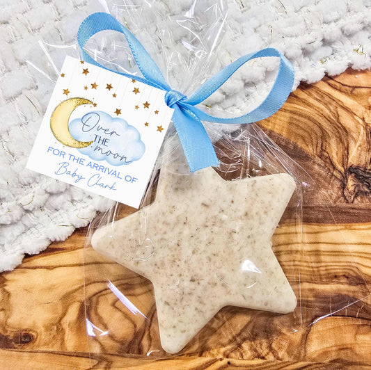We're Over the Moon, Oatmeal honey soaps, Baby Shower Favor, Gender Neutral Twinkle Little Star, starry night theme, baby boy, baby girl
