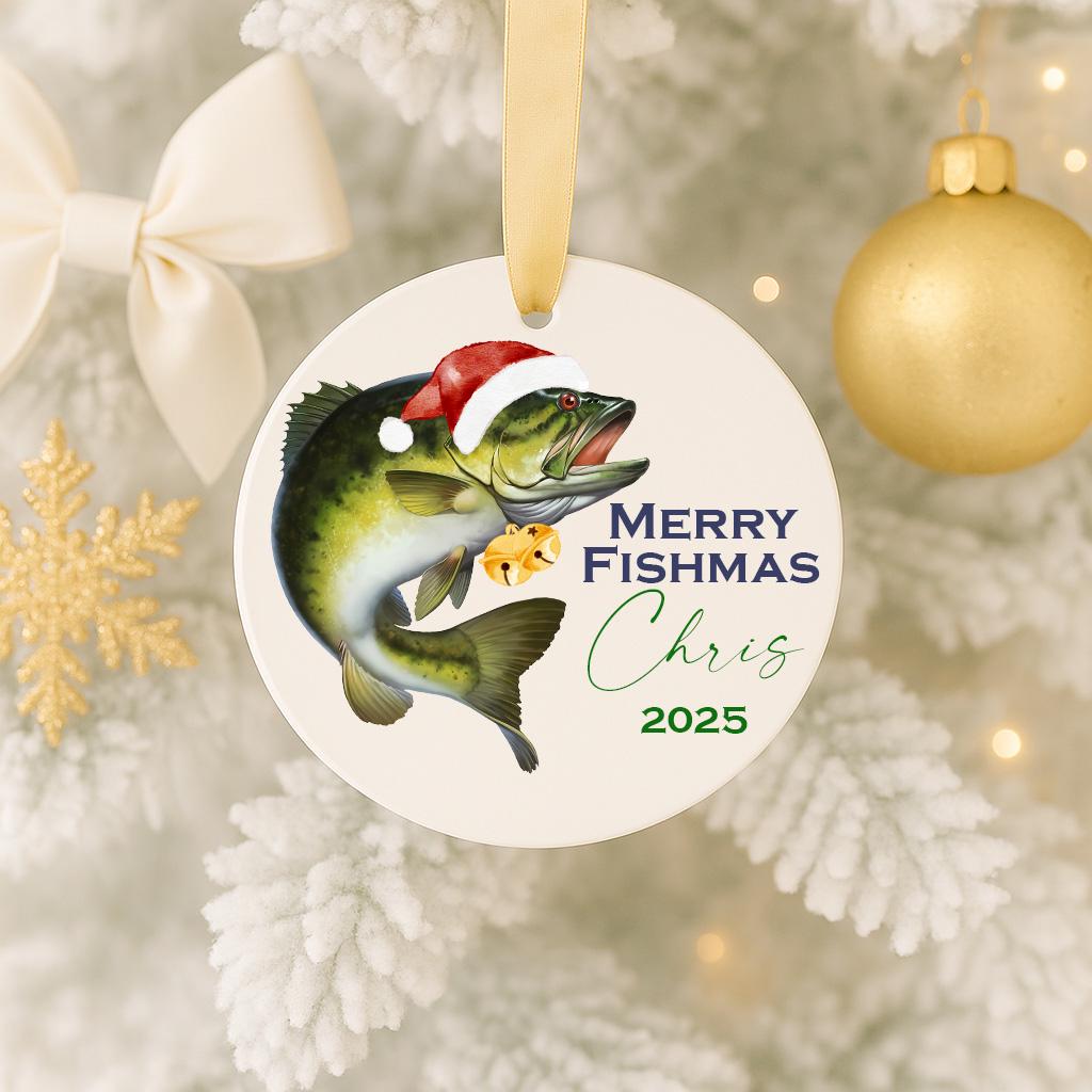 Personalized Fishing Christmas Ornament: Ceramic Keepsake