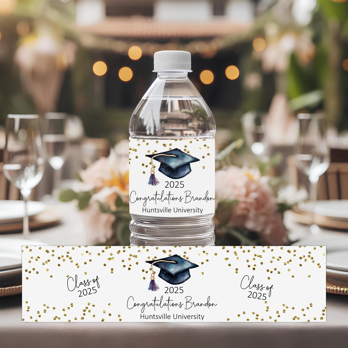 Class of 2025 Water Bottle Labels – Graduation Party Stickers – Custom Grad Favors, Senior Party Decor, wrap, favors, label, college