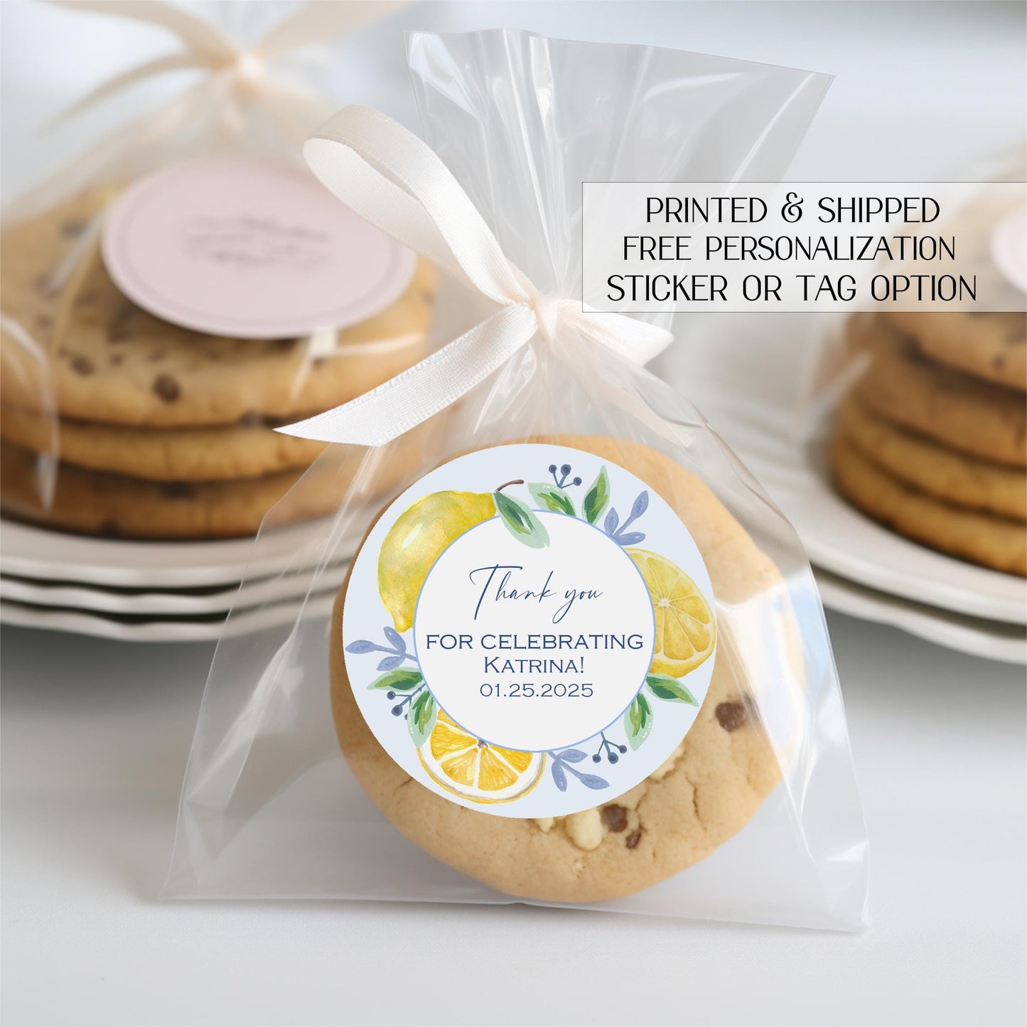 Lemon stickers,  tags for bridal shower, baby shower, wedding, engagement, main squeeze, lemon cookie favor sticker, printed and shipped