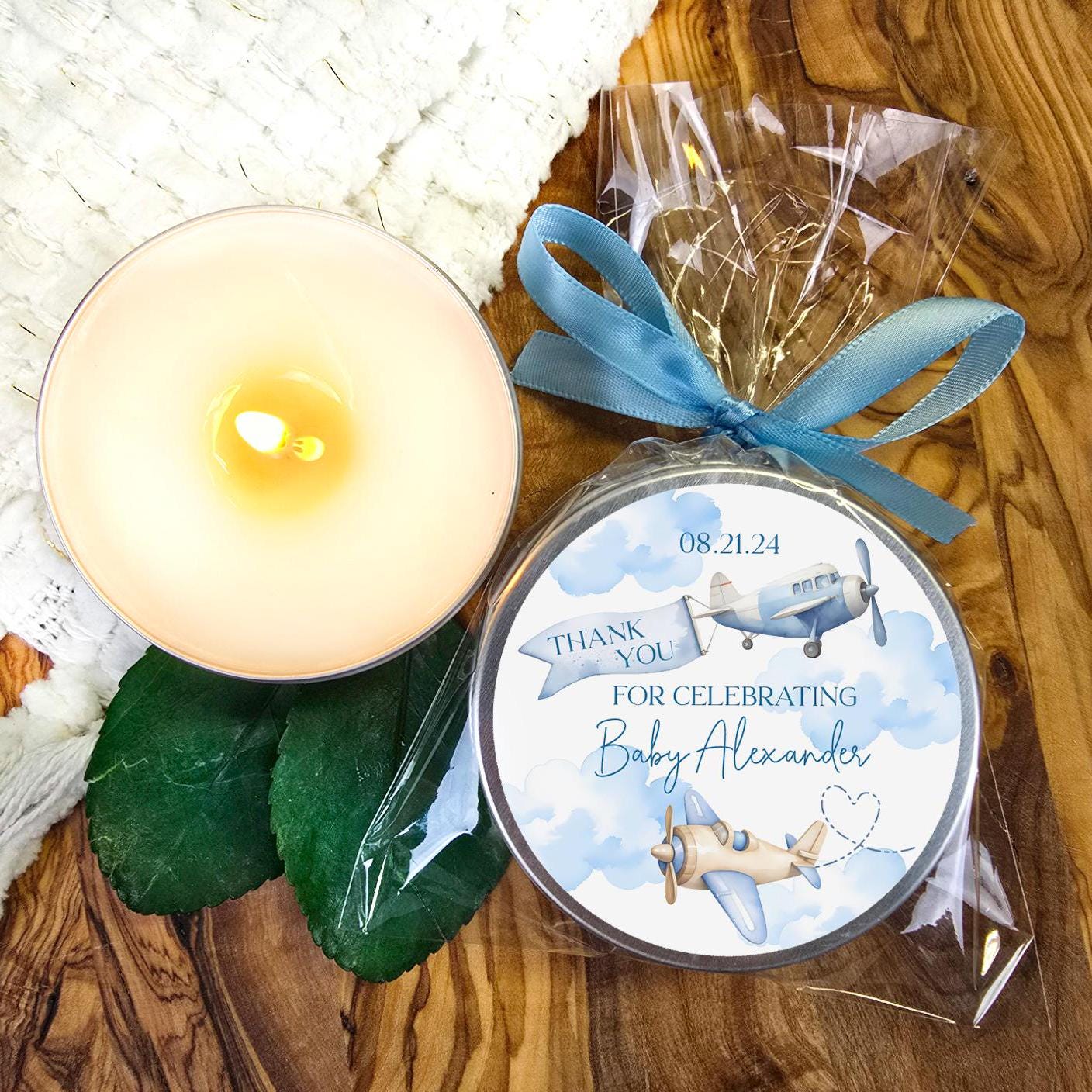 aviation themed candle favor for baby shower