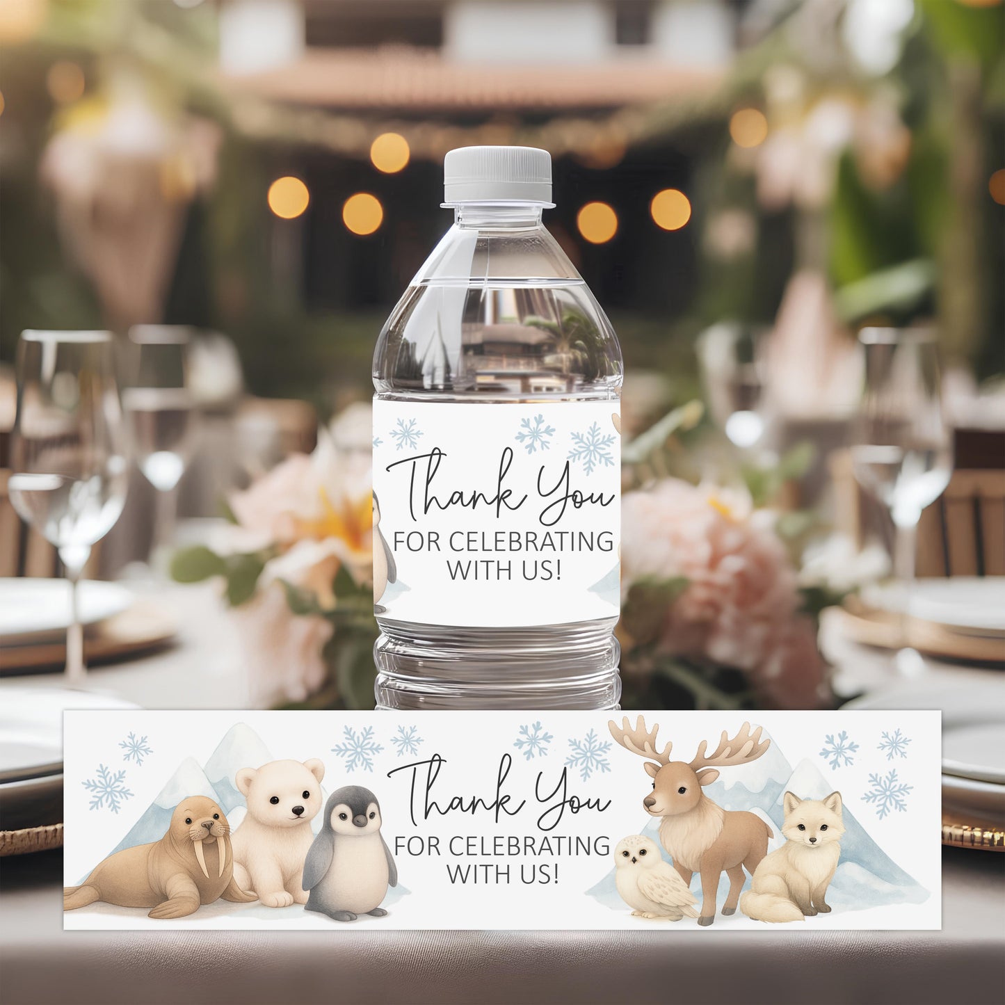 Arctic Animals Water Bottle Labels – Waterproof