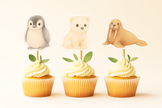 Arctic Animals Cupcake Toppers – Set of 12