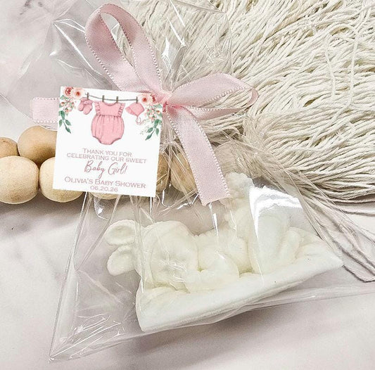 Pink Baby Shower Soap Favors: Personalized Baby Clothesline Tag