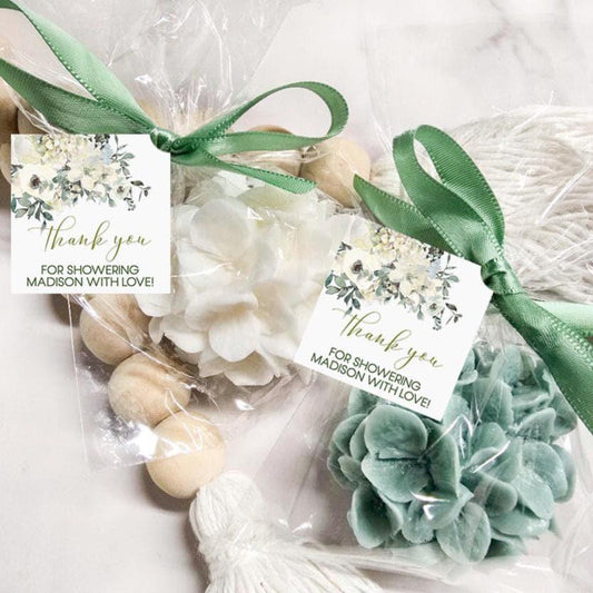 Sage Hydrangea Soap Favors: Personalized Bridal Shower, Garden Wedding