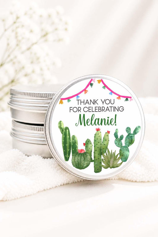 Cactus Fiesta Party Favor: Personalized Soy Candle
