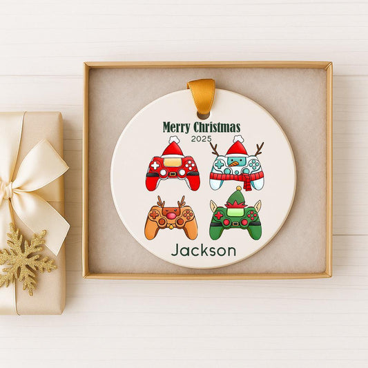 Personalized Gamer Ornament • Video Game Gift 2025 • Custom Controller Keepsake • Kids Christmas Decoration