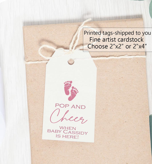Pop and cheer tag, favor, label, baby shower champagne, pop it when she pops, ready to pop, sparkling apple cider, pop the bubbly girl