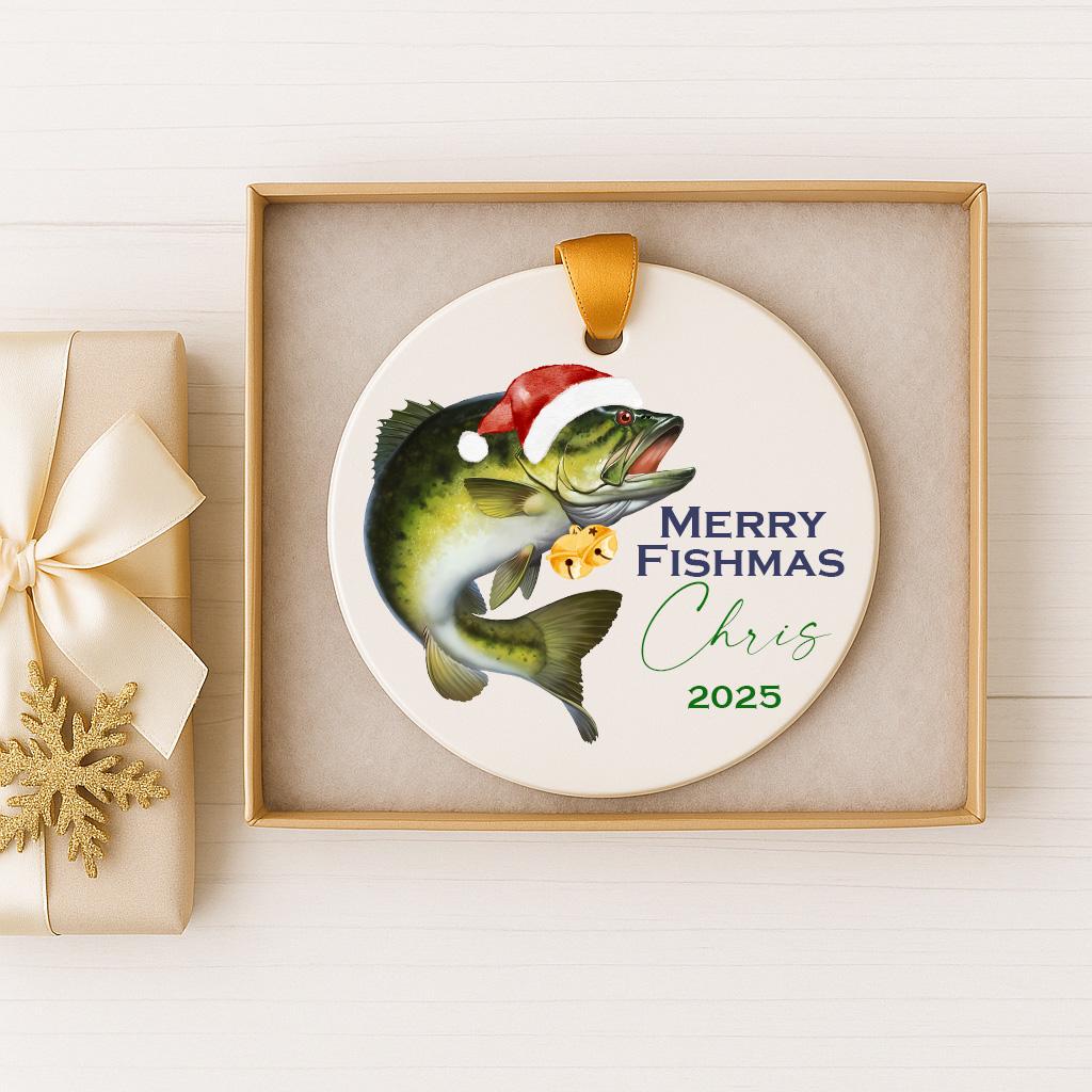 Personalized Fishing Christmas Ornament: Ceramic Keepsake