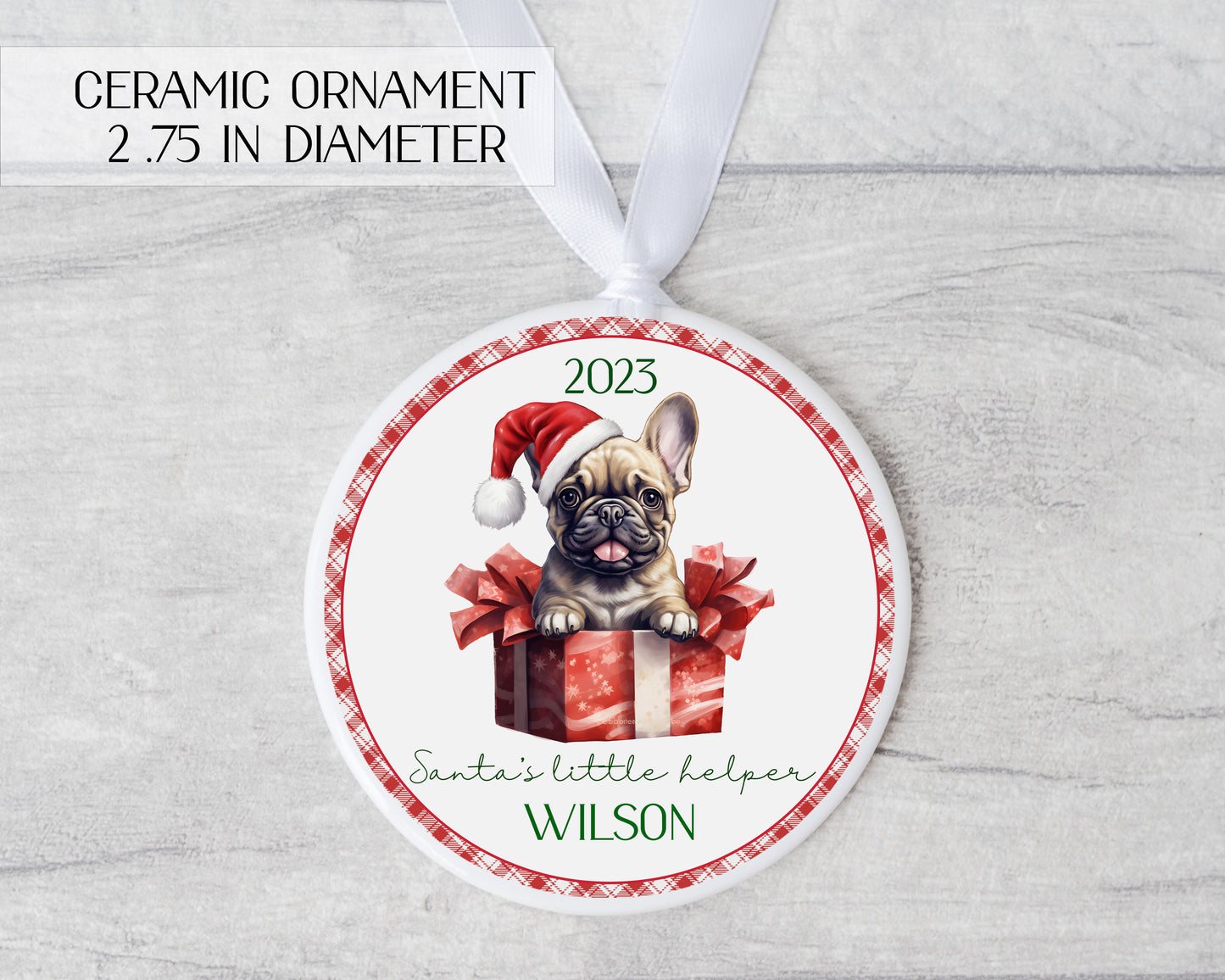 French Bulldog ornament - French Bulldog Christmas ornament - Ceramic French bulldog ornament - French Bulldog puppy ornament