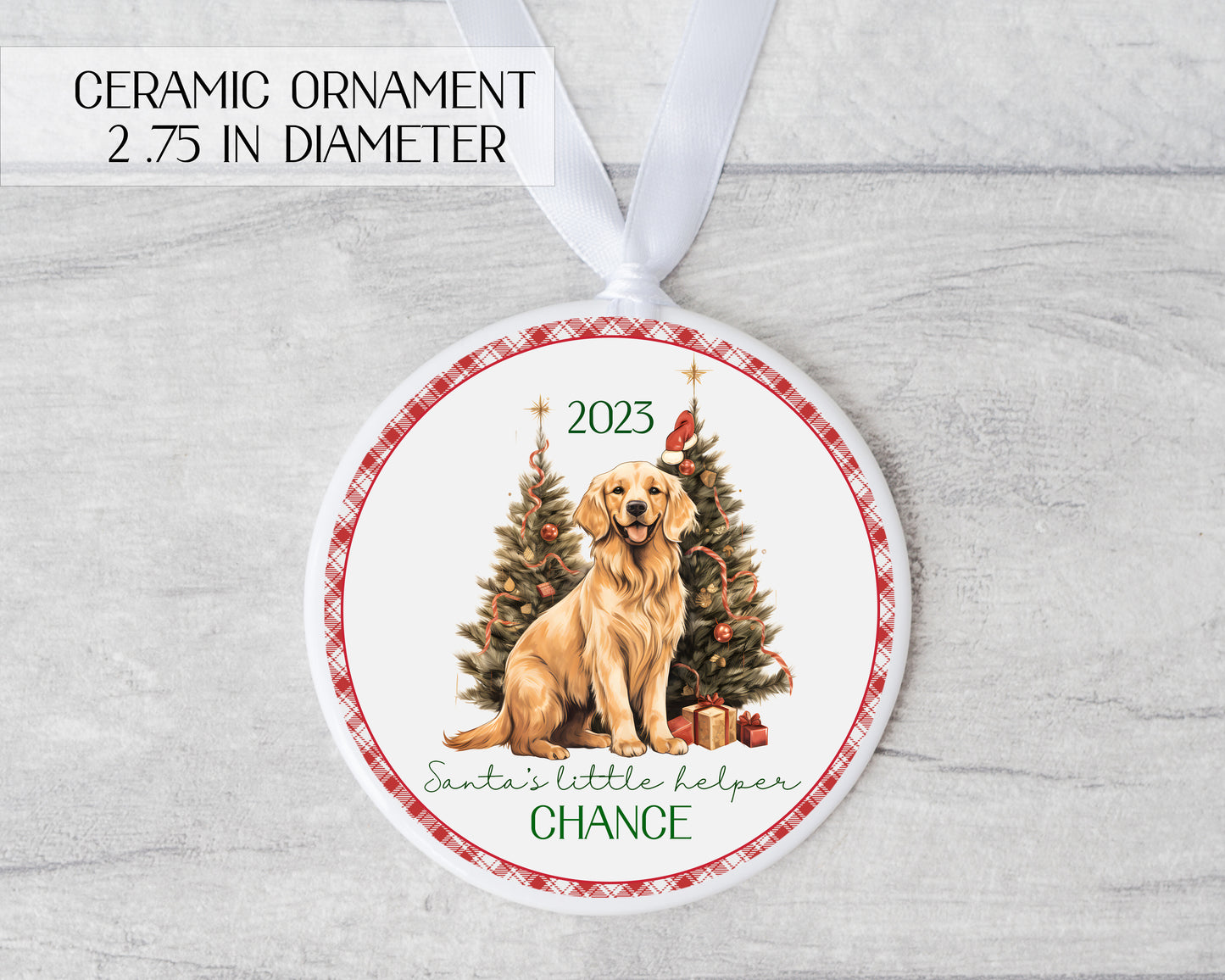 Golden retriever ornament - Personalized golden retriever Christmas ornament - Ceramic golden retriever ornament - golden retriever puppy