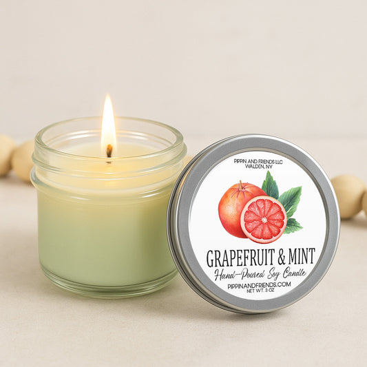 Grapefruit and Mint Soy Candle 3 oz.