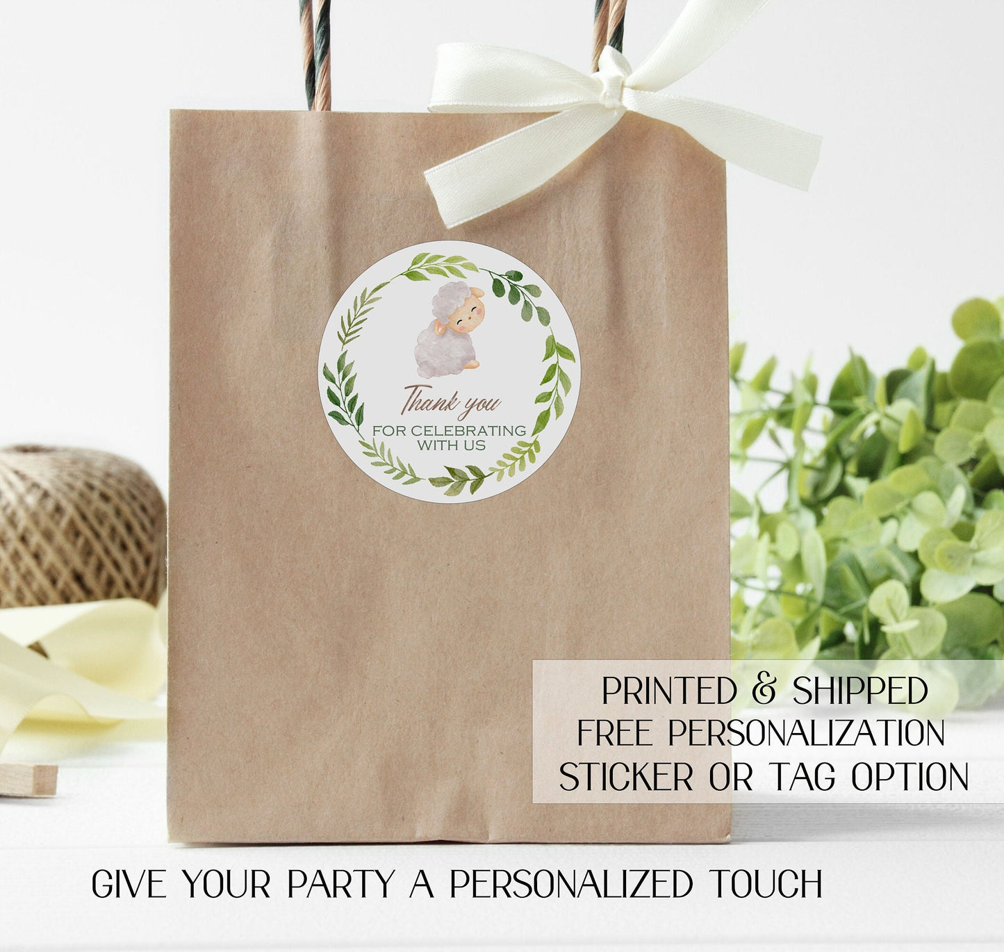 Lamb favor stickers - Printed lamb tags - Lamb baby shower favor stickers - Lamb baby shower tags