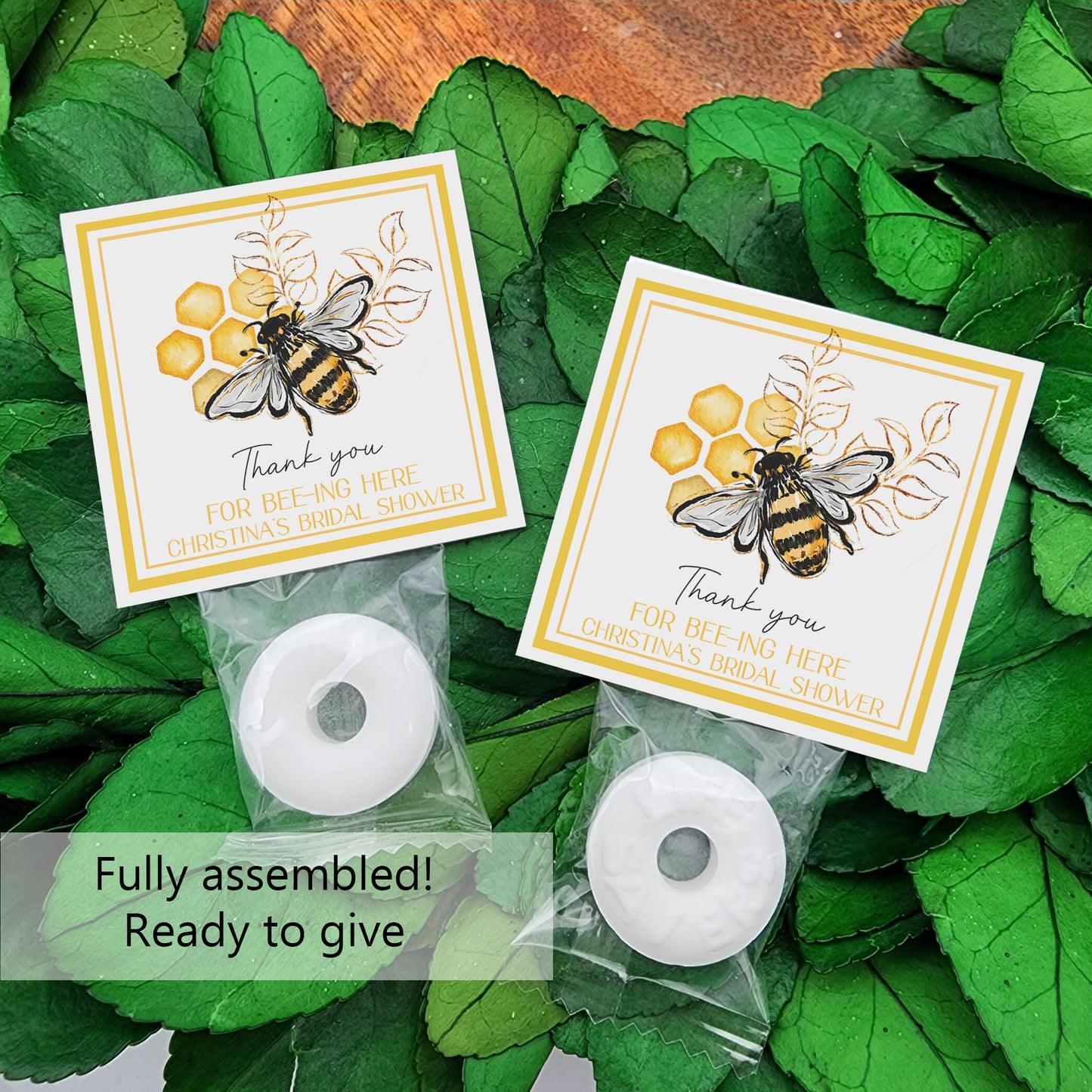 Bee party favors - Personalized mints - bee baby shower - bee bridal shower mints -  bee birthday - personalized candy - bee themed