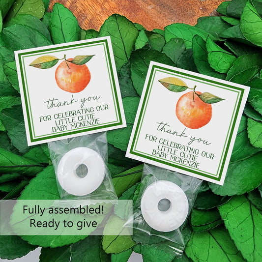 Little Cutie mints - Personalized mints - Cutie baby shower mints - personalized baby shower candy - orange themed party  favors