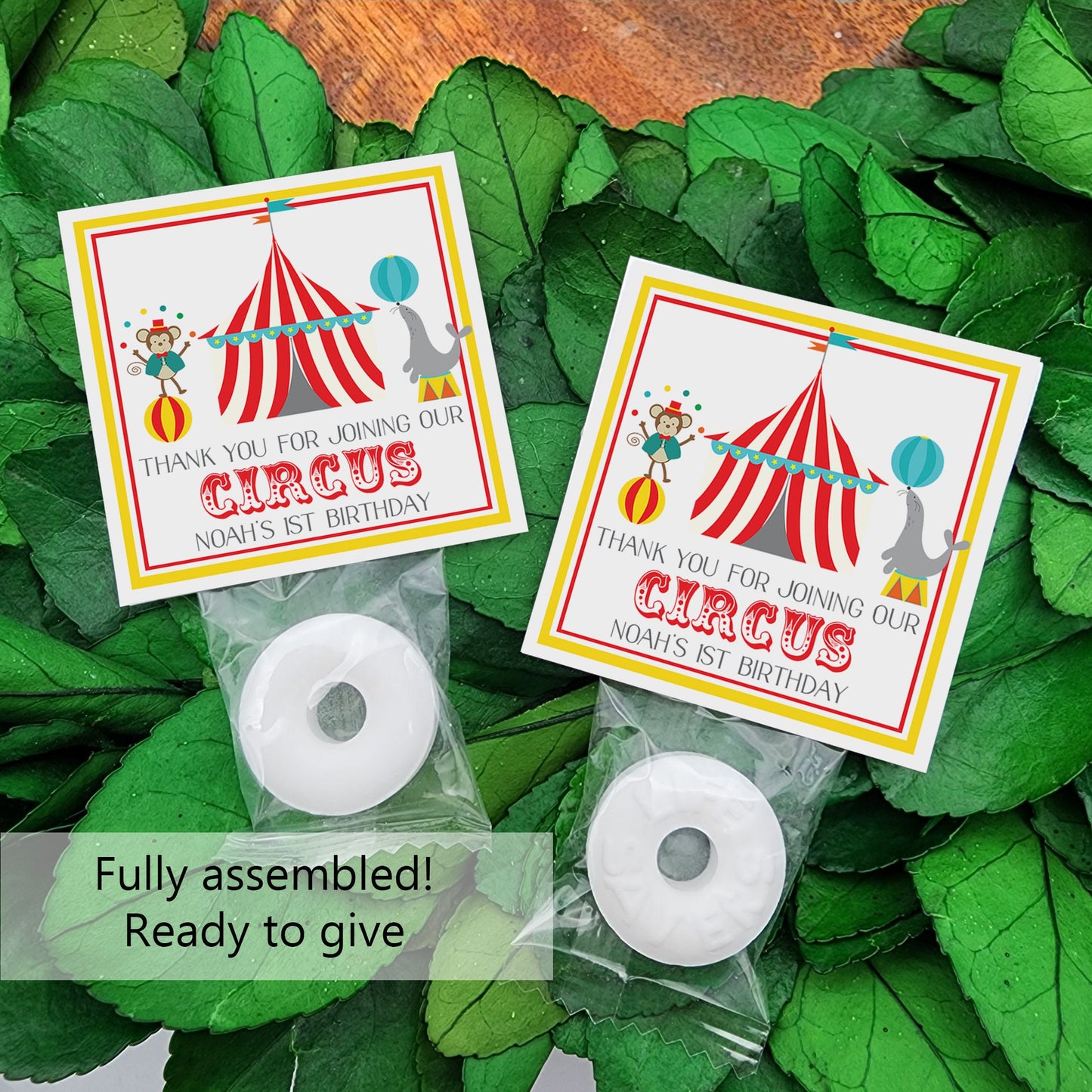 Circus party theme - Personalized mints -circus birthday mints - circus party decor - circus favors - circus themed - circus 1st birthday