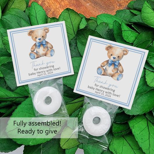 Boy Bear baby shower - Personalized mints - baby bear favors - baby shower mints -  bear 1st birthday - personalized candy