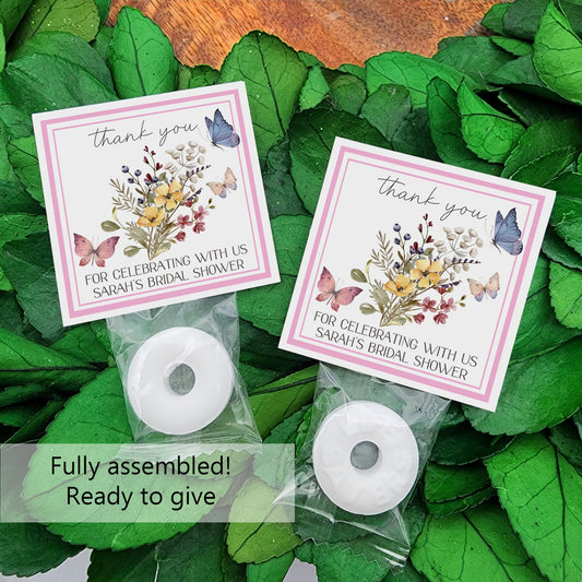 Butterfly party theme - Personalized mints -butterfly birthday mints - garden party - tea party - butterfly and flower party - wildflower