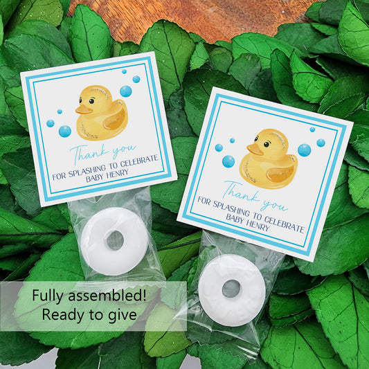 Rubber duck party theme - Personalized mints - duck birthday mints - duck party decor - puppy favors - rubber duck themed - duck birthday