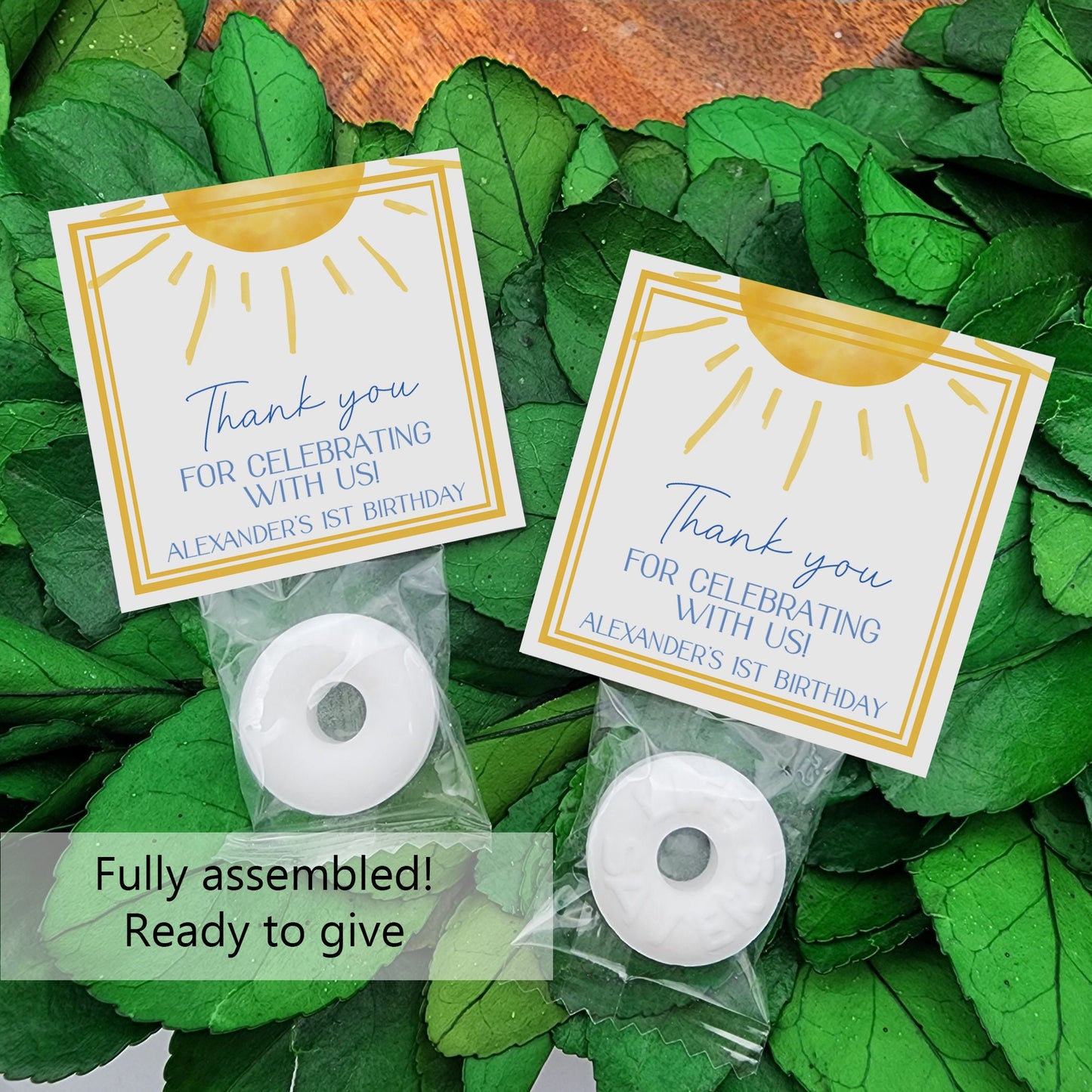 Retro sunshine party favors - Personalized mints - baby shower sun theme - peace love party - little ray of sunshine 1st birthday