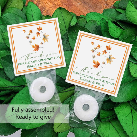 fall wedding mints - Personalized wedding mints - fall baby shower mints -  fall party mints - fall in love mints - fall wedding decor