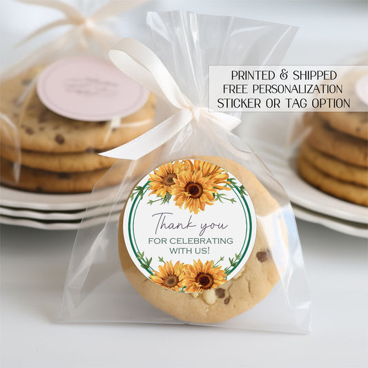 Sunflower bridal shower favor stickers - Sunflower shower tags - Sunflower party tags - Sunflower favor tags - sunflower party decor