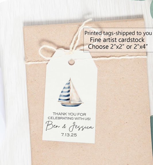 Nautical favor tags for weddings, bachelorette, engagement party, bridal shower, birthday, sailboat, baby shower, sailing and anchors away