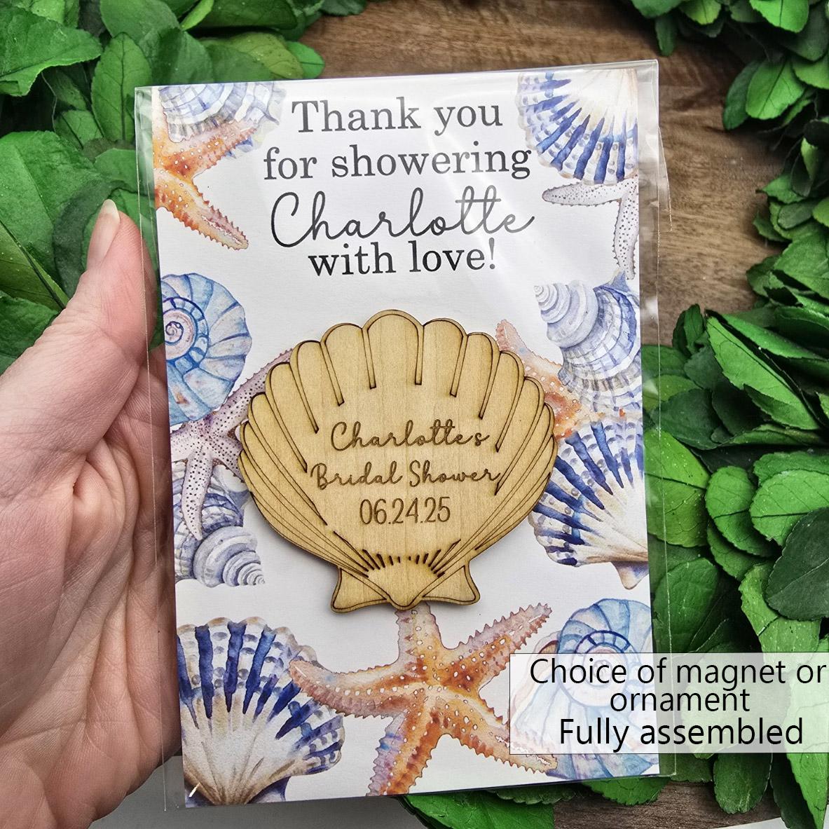 Wedding guest favors - seashell favors - wedding welcome bags - save the date magnets - destination wedding save the date - shower beach