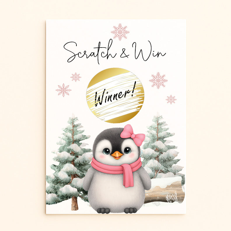 Winter Penguin Scratch-Off Game Cards Set of 12