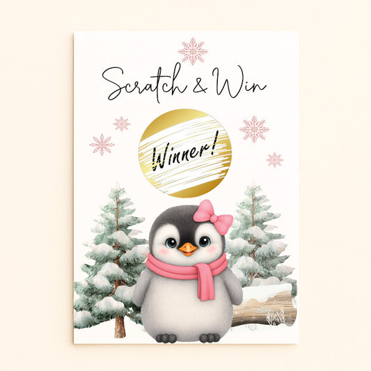 Winter Penguin Scratch-Off Game Cards Set of 12
